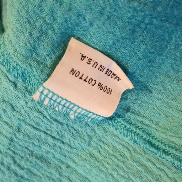 Bryan Walker Blue Asymmetrical Ruffle Hem Ruffle Sleeve Cotton Blouse A12 - Picture 6 of 6